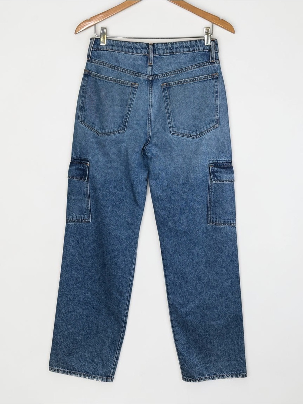 NWT FRAME The Baggy Cargo Jeans Medium Blue Wash Size 25 Cotton Lyocell *Read - Picture 3 of 13